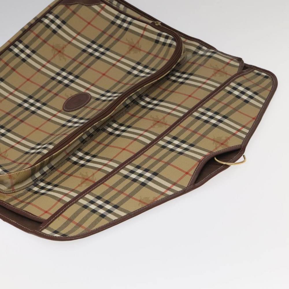 Burberrys Nova Check Garment Cover PVC Leather Beige Brown gold Auth 104623 - Picture 5 of 16